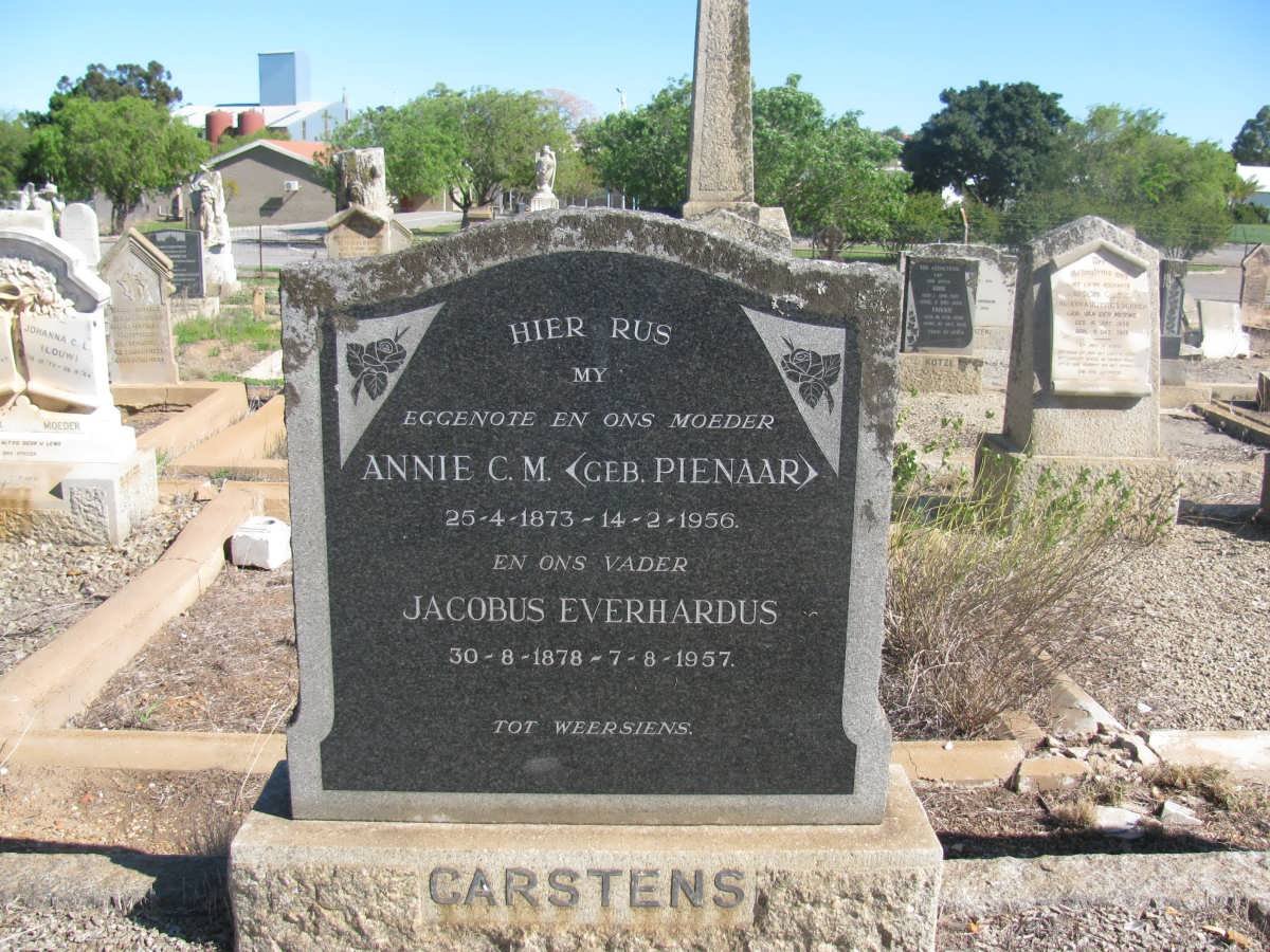 CARSTENS Jacobus Everhardus 1878-1957 &amp; Annie C.M. PIENAAR 1873-1956