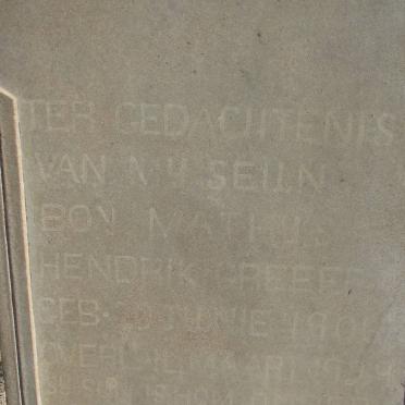 GREEFF Matthys Hendrik 190?-1929