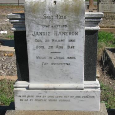 HANEKOM Jannie 1916-1932
