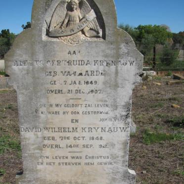 KRYNAUW David Wilhelm 1848-1912 &amp; Aletta Gertruida VAN AARDE 1849-1907