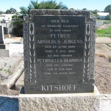 KITSHOFF Petrus Arnoldus Jurgens 1898-1955 &amp; Petronella Hermina VAN NIEKERK 1899-1973