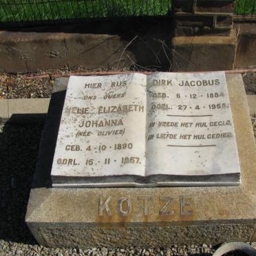 KOTZE Dirk Jacobus 1884-1958 &amp; Helie Elizabeth Johanna OLIVIER 1890-1957