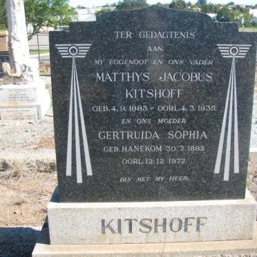 KITSHOFF Matthys Jacobus 1883-1935 &amp; Getruida Sophia HANEKOM 1883-1972