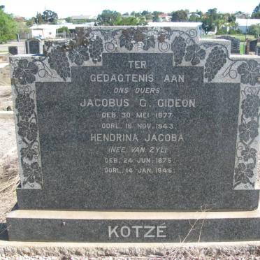 KOTZE Jacobus G. Gideon 1877-1943 &amp; Hendrina Jacoba VAN ZYL 1875-1946