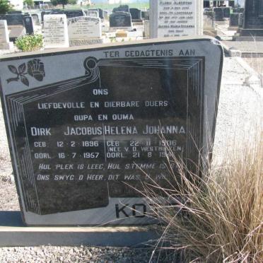 KOTZE Dirk Jacobus 1896-1957 &amp; Helena Johanna van der WESTHUIZEN 1906-1941