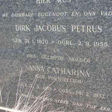 KOTZE Dirk Jacobus Petrus 1870-1955 &amp; Anna Catharina VON WIELLIGH 1879-1957