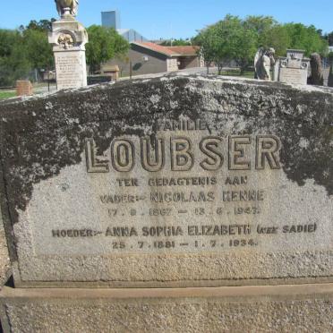 LOUBSER Nicolaas Kenne 1867-1947 &amp; Anna Sophia Elizabeth SADIE 1881-1934
