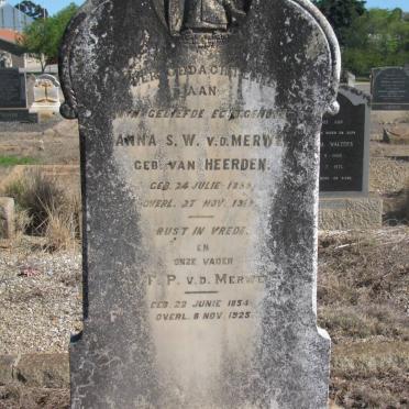MERWE F.P., v.d 1854-1925 &amp; Anna S.W. VAN HEERDEN 1859-1919
