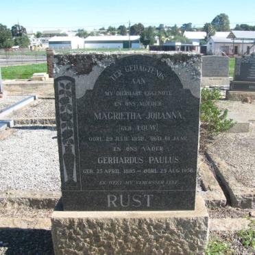 RUST Gerhardus Paulus 1885-1956 &amp; Magrietha Johanna LOUW -1950