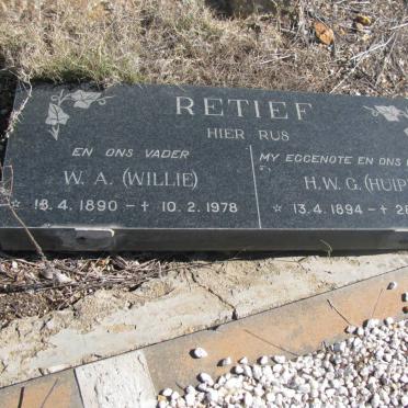RETIEF W.A. 1890-1978 &amp; H.W.G. 1894-1973 