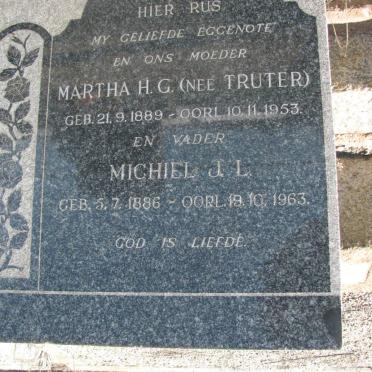 SLABBER Michiel J.L 1886-1963 &amp; Martha H.G. TRUTER 1889-1953