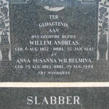 SLABBER Willem Andreas 1877-1945 &amp; Anna Susanna Wilhelmina 1883-1948