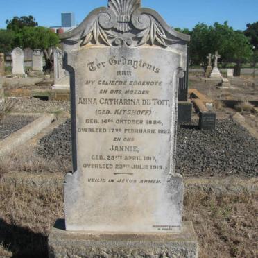 TOIT Anna Catharina, du nee KITSHOFF 1884-1927 :: DU TOIT Jannie 1917-1919