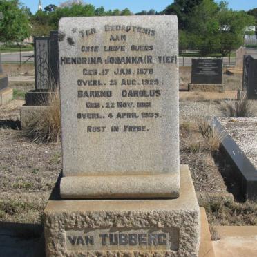 TUBBERGH Barend Carolus, van 1861-1933 &amp; Hendrina Johanna RETIEF 1870-1929