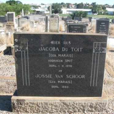 TOIT Jacoba, du voorheen SMIT nee MARAIS -1970 :: VAN SCHOOR Jossie nee MARAIS -1940
