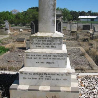 TOIT Hendrik Jacobus, du -1932 &amp; Reinetta Johanna Margaretha GOUS 1877-1956