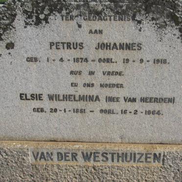 WESTHUIZEN Petrus Johannes, van der 1874-1918 &amp; Elsie Wilhelmina VAN HEERDEN 1881-1964