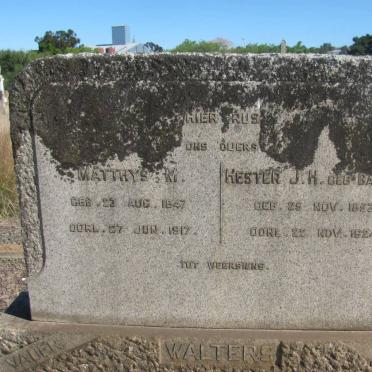 WALTERS Matthys M. 1847-1917 &amp; Hester J.H. BASSON 1853-1924