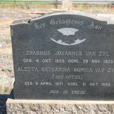 ZYL Erasmus Johannes, van 1859-1929 &amp; Aletta Catharina Sophia KOTZE 1871-1955