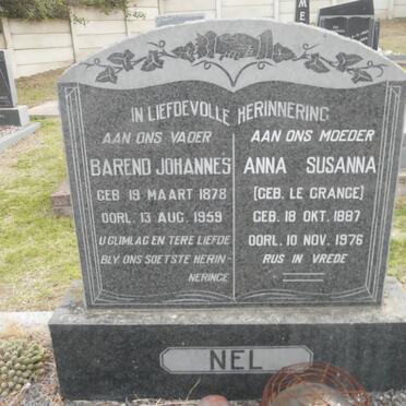 NEL Barend Johannes 1878-1959 &amp; Anna Susanna LE GRANGE 1887-1976