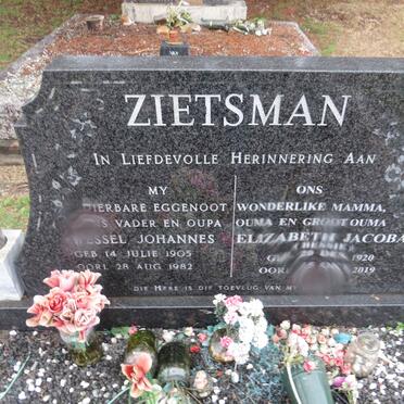 ZIETSMAN Wessel Johannes 1905-1982 & Elizabeth Jacoba 1920-2019
