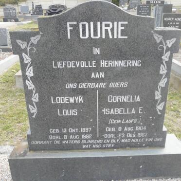 FOURIE Lodewyk Louis 1897-1982 &amp; Cornelia Isabella E. LAUFS 1904-1967