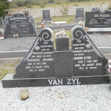 ZYL Gerhardus Johannes, van 1921-1978 &amp; Johanna Alfina 1927-2005
