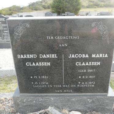 CLAASSEN Barend Daniel 1889-1974 &amp; Jacoba Maria SMIT 1897-1972