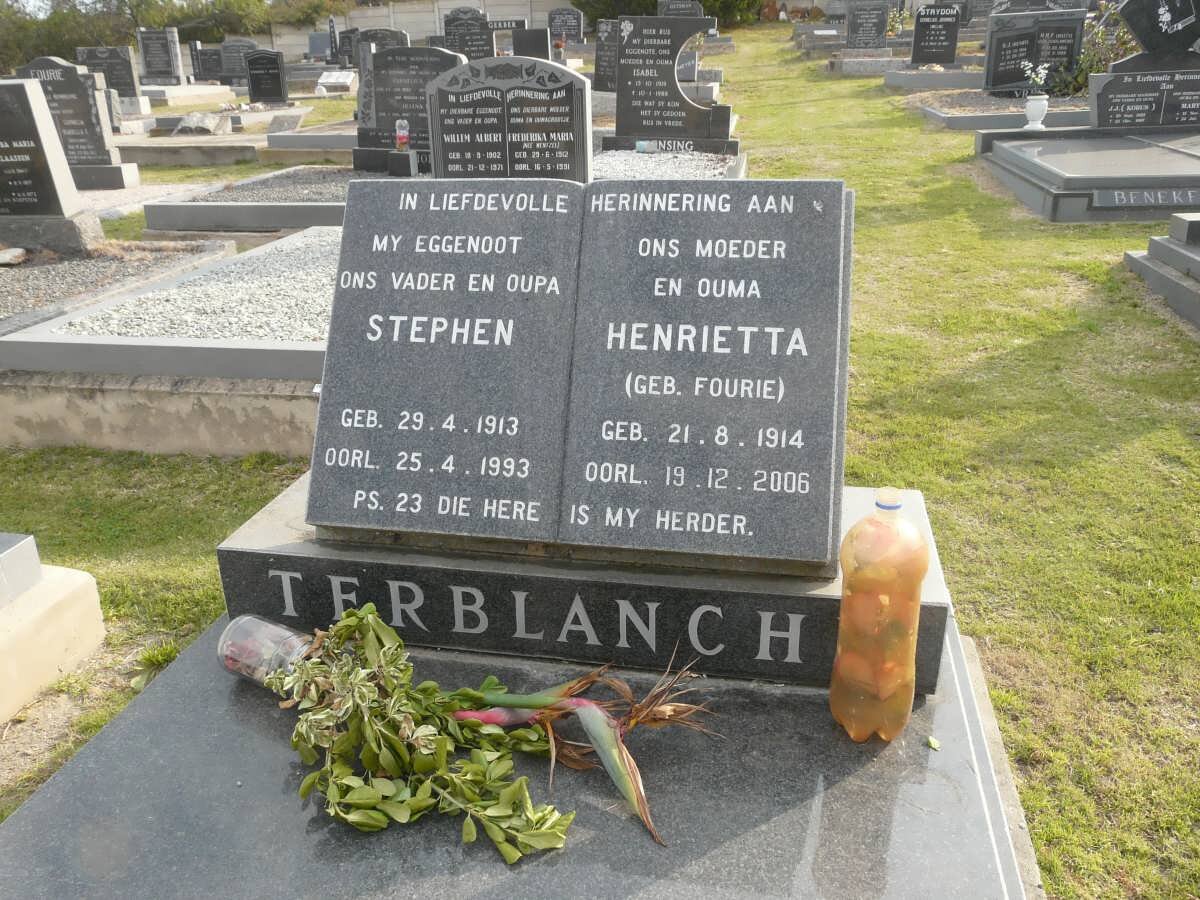TERBLANCHE Stephen 1913-1993 &amp; Henrietta FOURIE 1914-2006