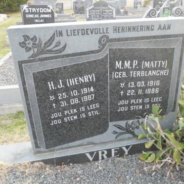 VREY H.J. 1914-1987 &amp; M.M.P. TERBLANCHE 1916-1986