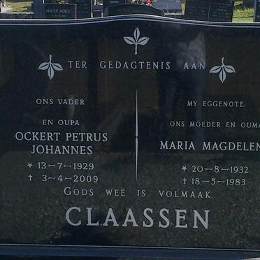 CLAASSEN Ockert Petrus Johannes 1929-2009 &amp; Maria Magdelena 1932-1983