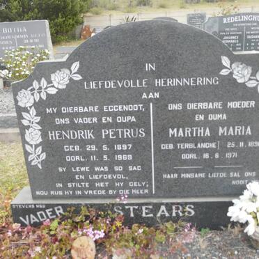 STEARS Hendrik Petrus 1897-1969 &amp; Martha Maria TERBLANCHE 1890-1971