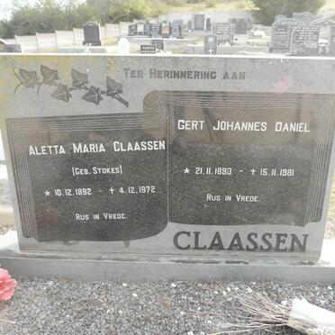 CLAASSEN Gert Johannes Daniel 1893-1981 &amp; Aletta Maria STOKES 1892-1972