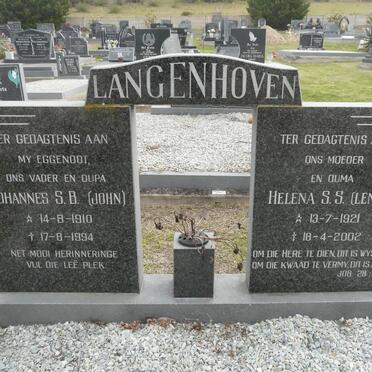 LANGENHOVEN Johannes S.B. 1910-1994 &amp; Helena S.S. 1921-2002