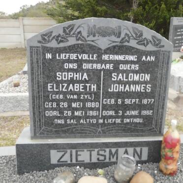 ZIETSMAN Salomon Johannes 1877-1962 &amp; Sophia Elizabeth VAN ZYL 1880-1961