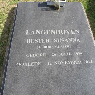 LANGENHOVEN Hester Susanna nee GERBER 1926-2014