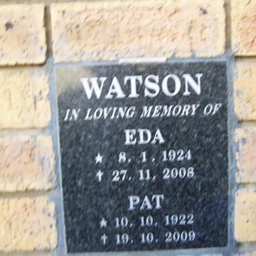 WATSON Pat 1922-2009 &amp; Eda 1924-2008