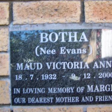 BOTHA Maud Victoria Ann nee EVANS 1932-2000