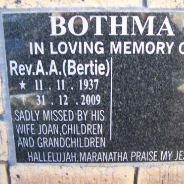 BOTHMA A.A. 1937-2009