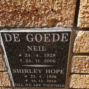 GOEDE Neil, de 1928-2006 &amp; Shirley Hope 1930-2016