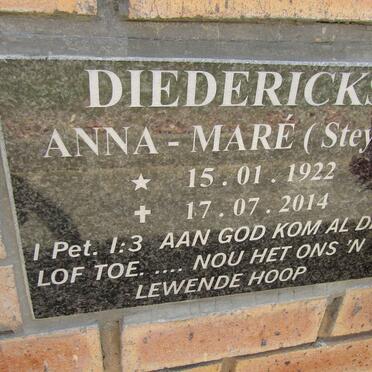 DIEDERICKS Anna-Mare nee STEYN 1922-2014