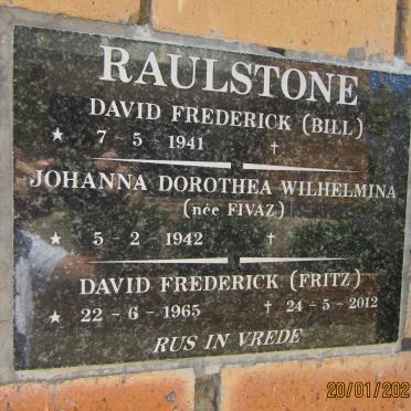 RAULSTONE David Frederick 1941- &amp; Johanna Dorothea Wilhelmina FIVAZ 1942- :: RAULSTONE David Frederick 1965-2012