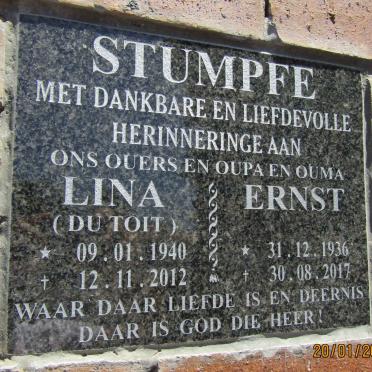 STUMPFE Ernst 1936-2017 &amp; Lina DU TOIT 1940-2012