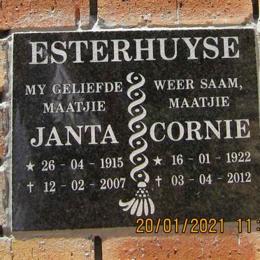 ESTERHUYSE Cornie 1922-2012 &amp; Janta 1915-2007