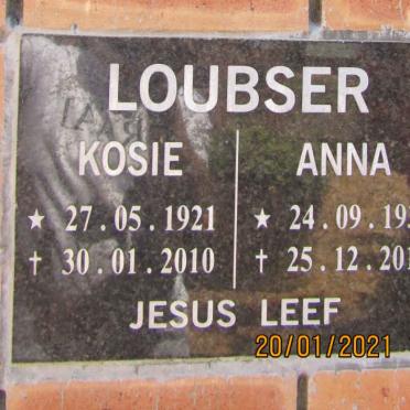 LOUBSER Kosie 1921-2010 &amp; Anna 1932-2010