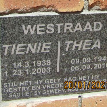 WESTRAAD Tienie 1938-2003 &amp; Thea 1943-2018