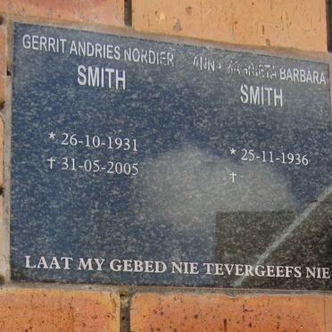 SMITH Gerrit Andries Nordier 1931-2005 &amp; Anna Magrieta Barbara 1936-