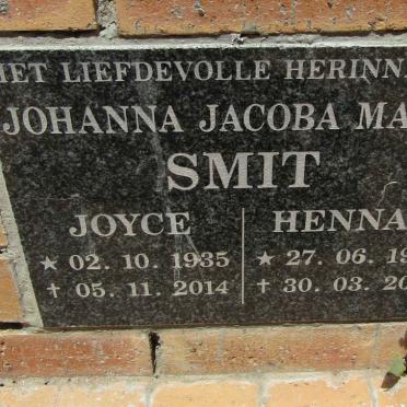 SMIT Hennah 1916-2015 :: SMIT Joyce 1935-2014