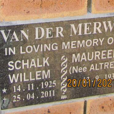 MERWE Schalk Willem, van der 1925-2011 &amp; Maureen ALTREE 1937-