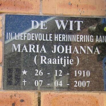 WIT Maria Johanna, de 1910-2007